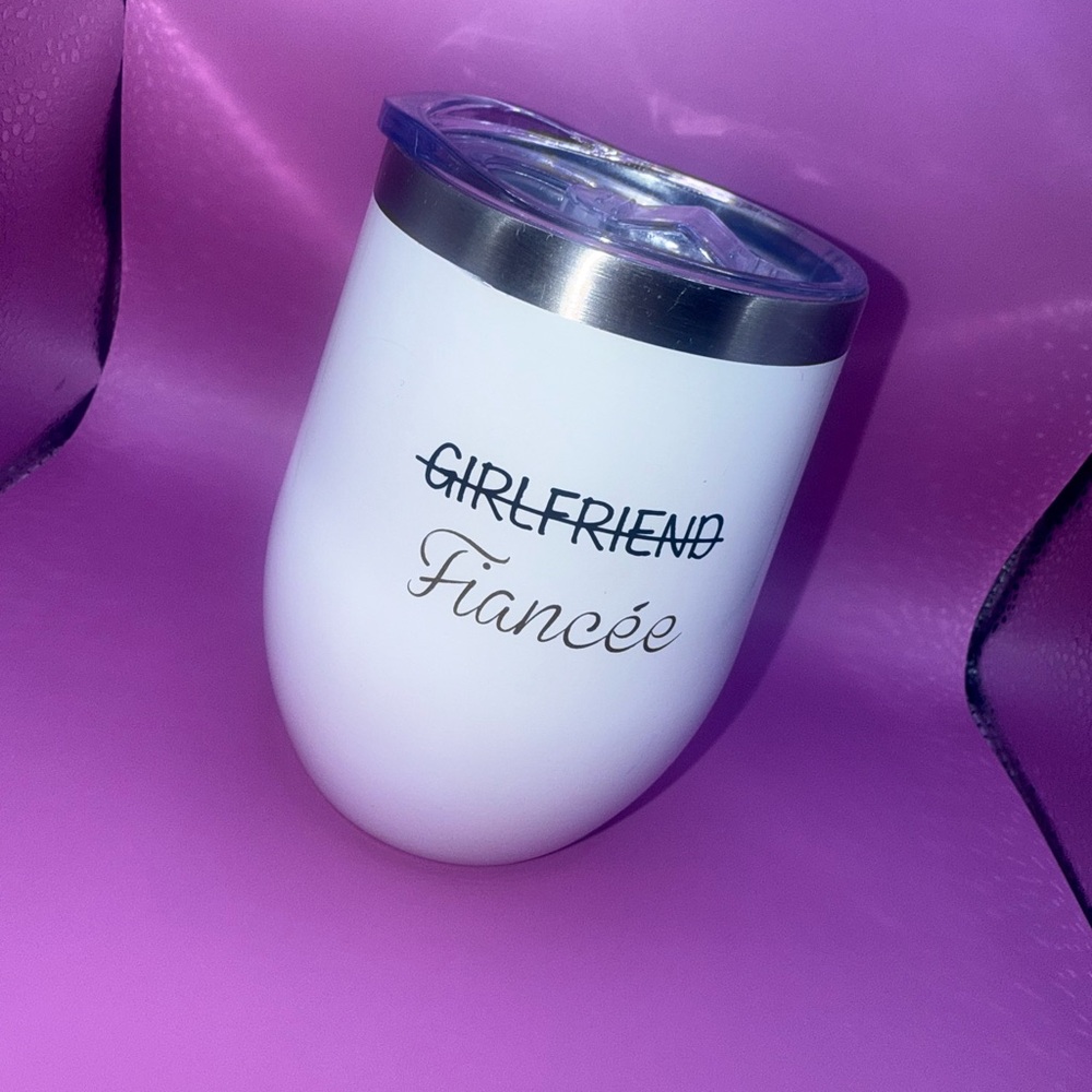 White Fiancée Tumbler with Lid